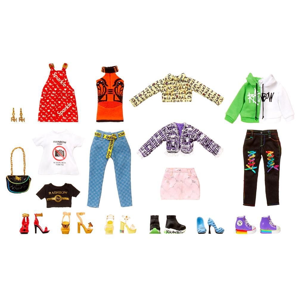 Rainbow High™ Deluxe Fashion Closet Playset – Create 400+ Fashion Combinations! Portable Clear Acrylic Toy Closet Features 31+ Fashion forward pieces