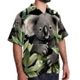 thumbnail image 2 of Koala Men's Short Sleeve Printed Button Down Beach Shirt Casual Summer Unisex Tops with Spread Collar, 2 of 6