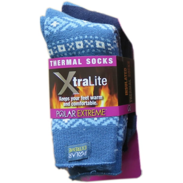 2 PAIRS POLAR EXTREME WOMEN INSULATED Thermal Socks Shoe Size 5-9 XTRALite