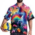 thumbnail image 4 of Robot Unicorn Attack Men's Short Sleeve Spread Collar Button Down Beach Print Casual Shirts, 4 of 6