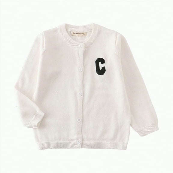 Gvdentm Girls Sweaters 7-8 Girls Long Sleeve Cardigan Kids Casual Open Front Sweater Fall Outerwear(White,3-4 Years)