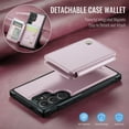 thumbnail image 6 of Samsung Galaxy S22 Detachable Wallet Case with Card Holder, PU Leather Kickstand Card Slots Case,Double Magnetic Clasp and Durable Shockproof Cover for Samsung S22,Pink, 6 of 11