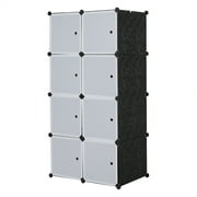 UWR-Nite Cube Storage Organizer, 8- Cube DIY Plastic Closet Cabinet, Modular Book Shelf Organizer Units, Storage Shelving Ideal for Bedroom Living Room Office with Doors