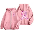 thumbnail image 5 of Shadoumai Womens Breast Cancer Awareness Hoodies Full Zip Up Jacket Ribbon Graphic Oversized Sweatshirt Jackets Fall Winter Clothes, 5 of 6