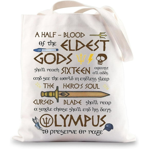 shiyou-Percy Camp Half blood Shoulder Bag Heroes of Olympus Inspired Gift Percy Riptide Sword Tote Bag Percy Movie Merch