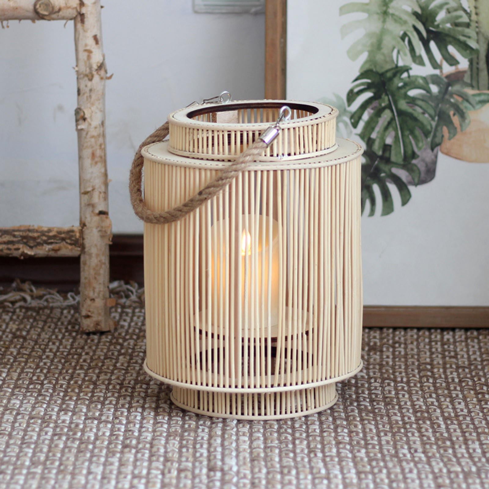 Venalys Lot de 2 grandes lanternes à bougie rustiques en bois et métal pour intérieur et extérieur (sans verre