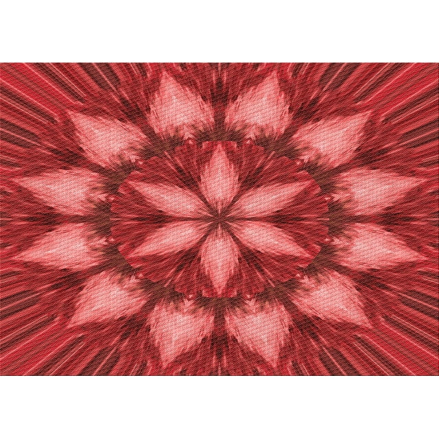 Ahgly Company Tapis d'Intérieur Rectangulaires Transitionnels Rouges Lavables à la Machine, 4 Pieds x 6 Pieds