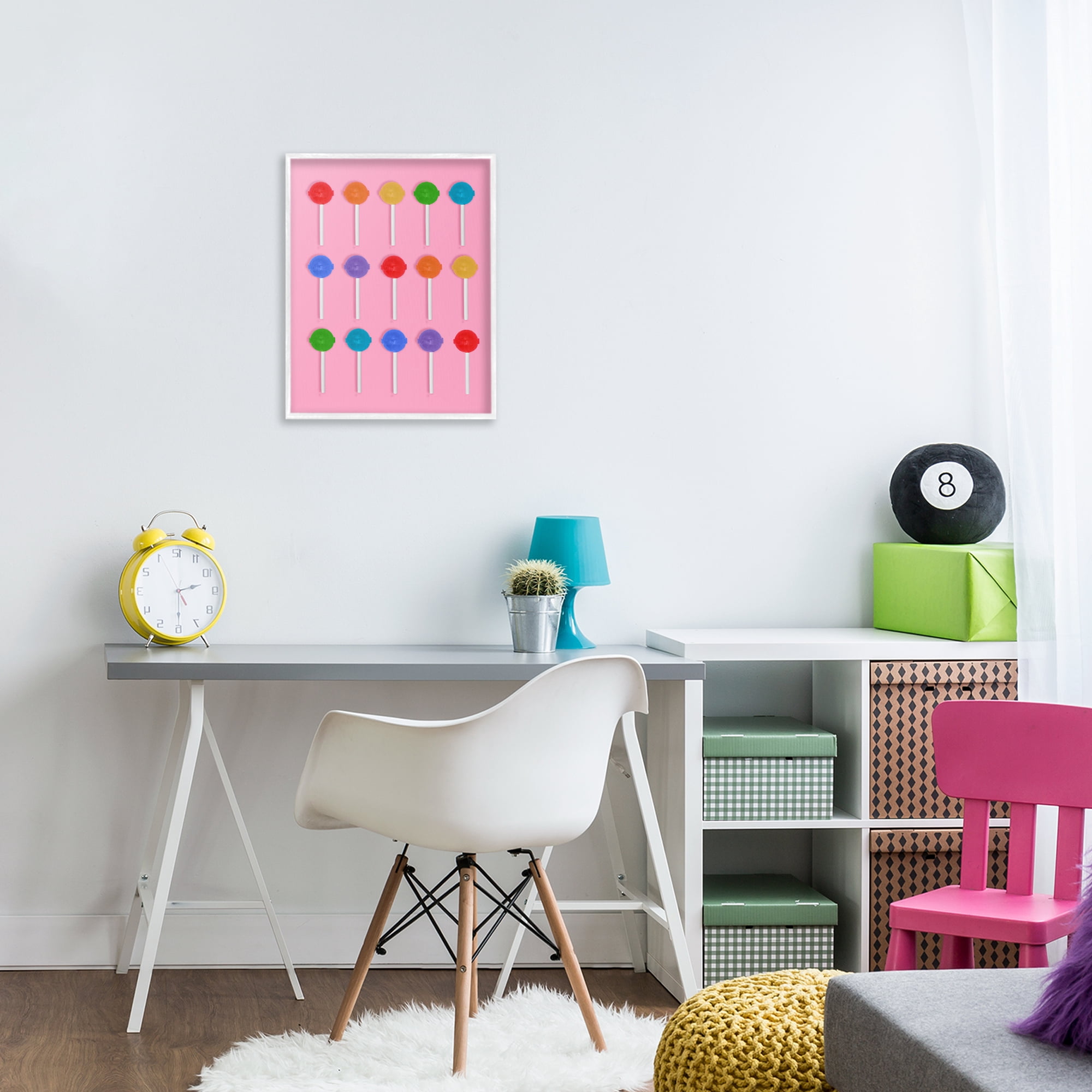 Stupell Industries Rainbow Lollipop Grid White Framed Giclee Art, design by LISH Creative
