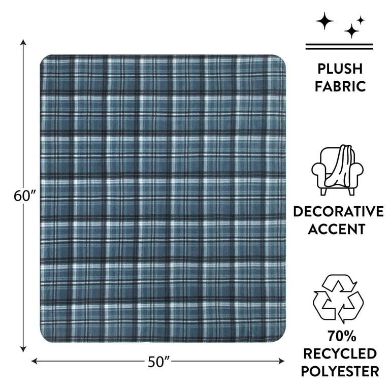 Mainstays Blue Plaid Cozy Fleece Throw Blanket 50 x 60 Walmart