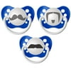 Personalized Pacifiers Mustache Pacifier, 3 Pack - Blue