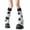 Stars on white backg, variant on Reversible Harajuku Long Leg Warmers Cute Cats Pattern Knit Women's Boot Covers