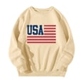 thumbnail image 1 of WEAIXIMIUNG Maternity Sweatshirt U.S.A Letter Graphic Thermal Print Hoodie, 1 of 3