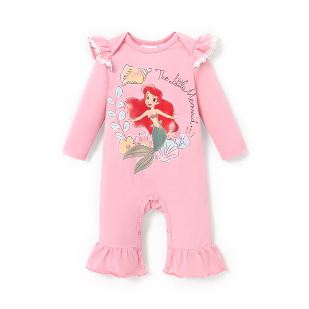 Romper Disney Princess Ariel para niñas, manga larga, 9-12 m