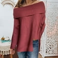 thumbnail image 2 of JINMGG 2024 Fall Winter Plus Size Sweaters for Women Clearance,Womens Slash- Neck Long Sleeve Knitted Sweater Casual Long Sleeve Sexy Pullover, 2 of 5