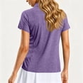 thumbnail image 7 of Textilo Women's Polo Shirts Short Sleeve Collared Shirt V Neck Solid Color Blouses Casual Workout Athletic Summer Cute Tops,Purple S, 7 of 7