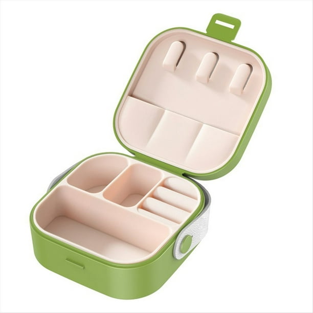 Estuche para JoyeríA y Pendientes con Asa, Miniestuche de Viaje para JoyeríA, Organizador para JoyeríA, Joyeros de Viaje PequeñOs, Verde