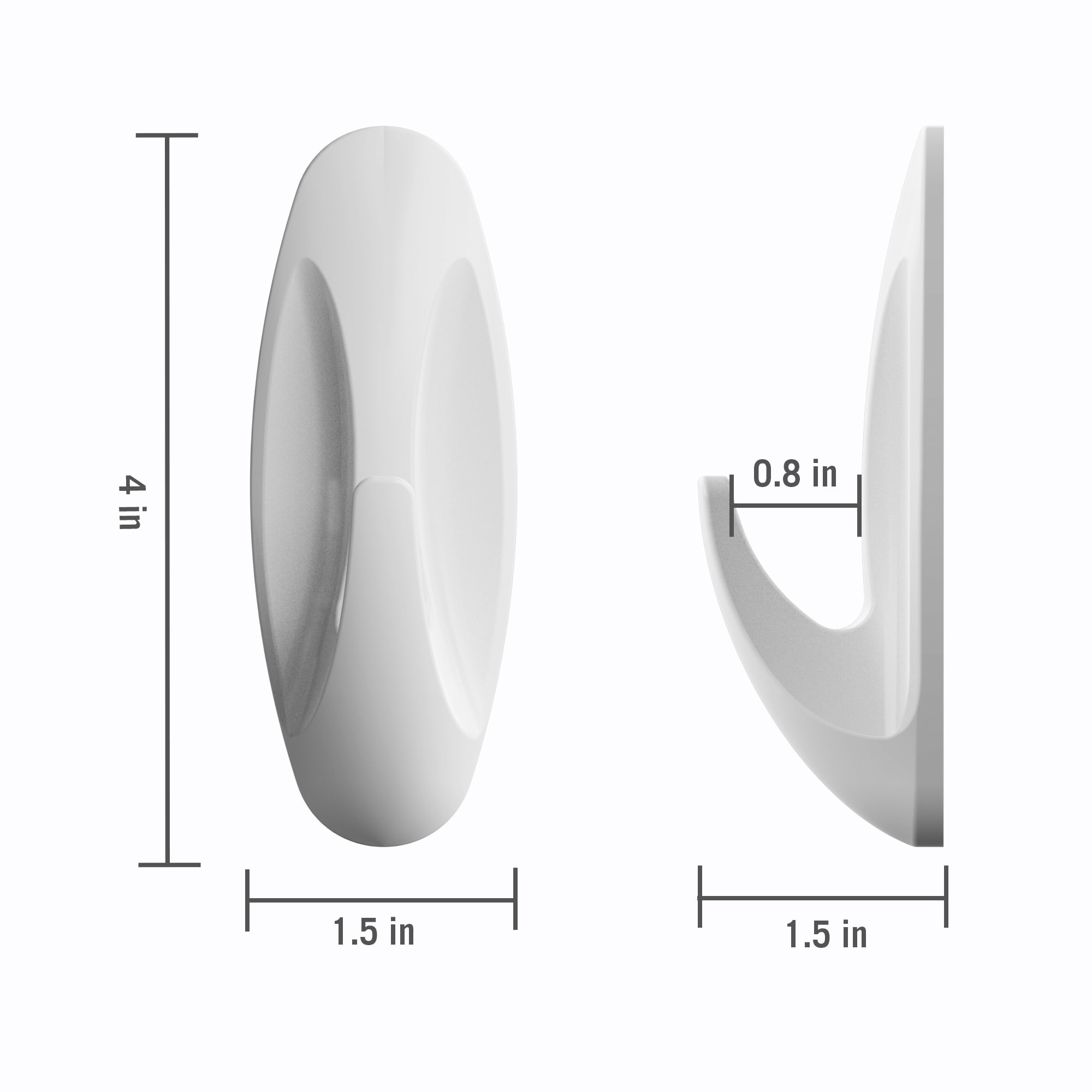 Pen+Gear Heavy-Duty Plastic Adhesive Large Wall Hooks, Damage Free, White, 2 Count