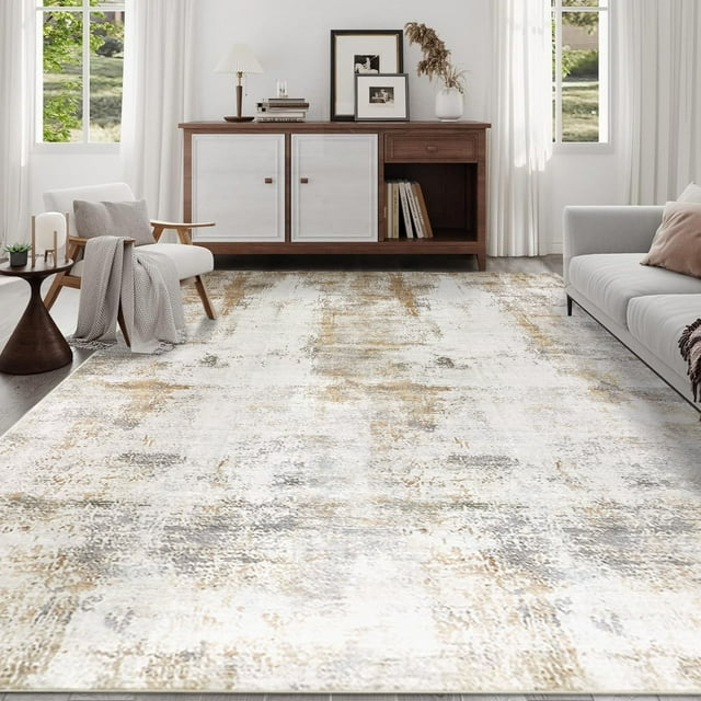 x Area Rug Washable Neutral Rugs for Living Room Thin Low Pile Bedroom Carpet Modern Abstract Carpet Rugs for Living Room Bedroom Entrance(/Camel)