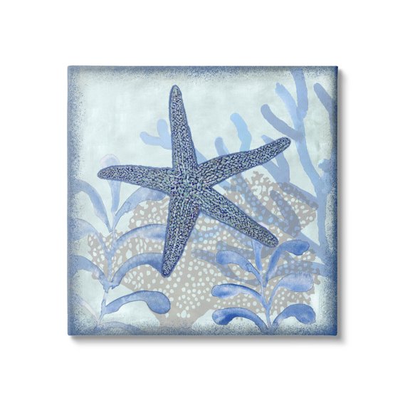 Vivid Blue Starfish Marine Life Animals & Insects Graphic Art Gallery Wrapped Canvas Print Wall Art
