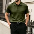 thumbnail image 5 of Mens Casual Polo Shirt Summer Short Sleeve Waffle Shirt Classic Collared Golf Polo Shirt Army Green 3XL, 5 of 5