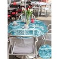 thumbnail image 5 of Outdoor Tablecloth with Umbrella Hole for Patio/Picnic/Party/Camping, Teal Coastal Waterproof Table Cloth Round Cover Washable, Summer Ocean Sea Waves Starfish Corals (Dia 60"), 5 of 8