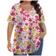 thumbnail image 1 of Tops de Manga Corta de Tamaño Más de las Mujeres, Blusas de Cuello en V Impresas de Verano de Moda para Uso Casual, Diario Y de Fiesta, 1 of 7