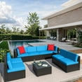 thumbnail image 6 of Homall 9 Pieces Rattan Patio Furniture Conversation Set Outdoor Sectional Sofa for Backyard,Blue, 6 of 8