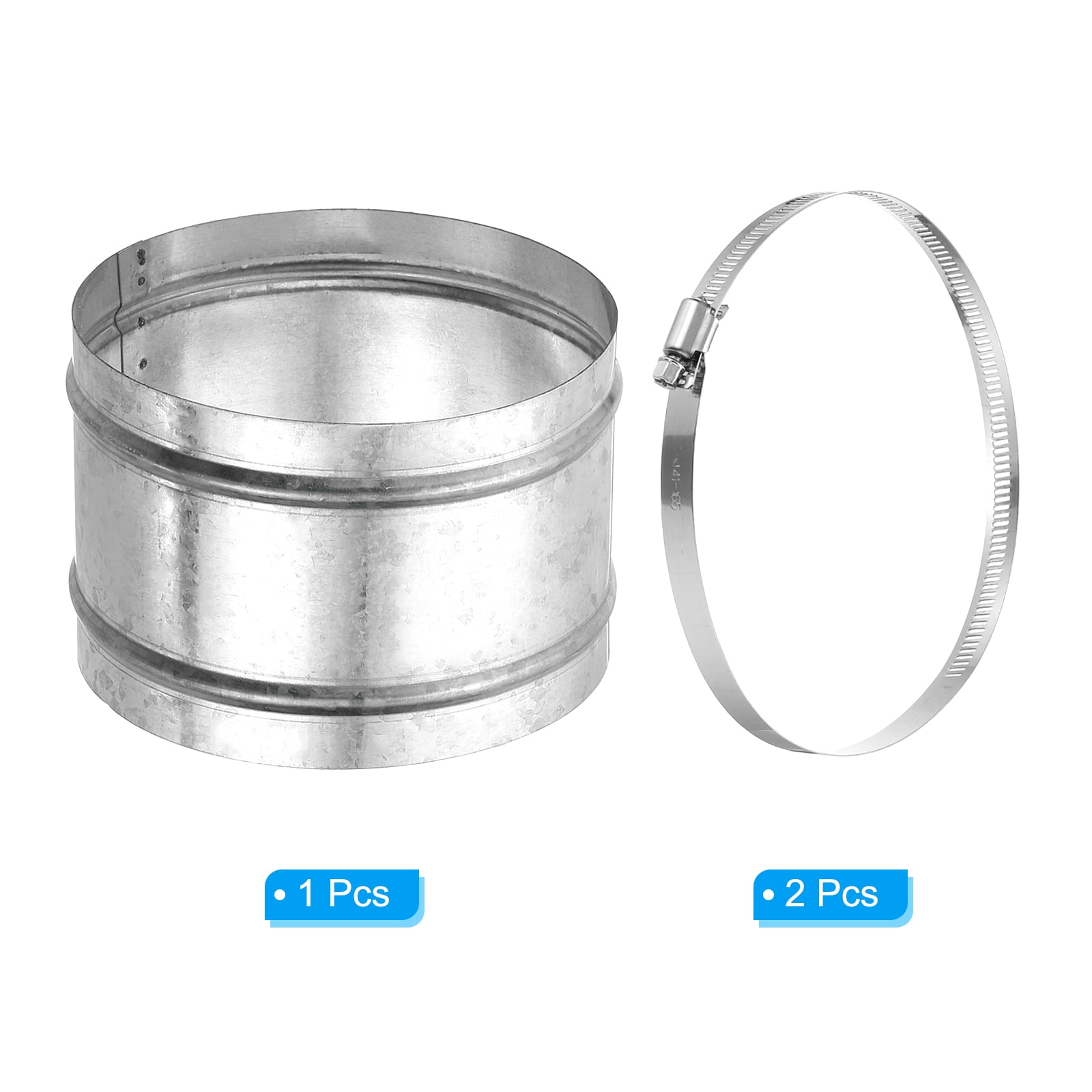 Uxcell 5.9" Duct Connector, 1 Set Galvanized Iron Duct Coupling Vent Coupler Dryer Pipe Coupling Hose Extension Connector with Duct Clamps for HVAC Exhaust Fan Vent Systems, 4" Long