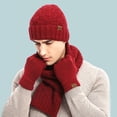 thumbnail image 4 of Winter Hats Scarf for Men Windproof Knitted Warm Men's Scaves and Beanie Hat Themal Gloves Set with Woolen Yarn Lined, 4 of 8