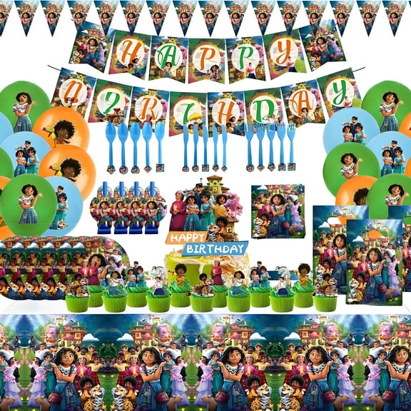 Encanto Birthday Party Supplies,Encanto Party Decorations & Tableware Set- Encanto Birthday Decorations Banner Backdrop Plates Cups Tablecloth etc Encanto Party Supplies