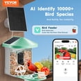 thumbnail image 3 of VEVOR Smart Bird Feeder with Camera, 2K HD AI Identify 10000+ Bird Species, Solar-Powered Bird Watching Camera with Auto Capture & Instant Notify, Wireless Outdoor Gift (3 Solar Panels), 3 of 9