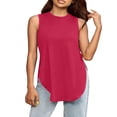 thumbnail image 2 of ClodeEU Women's Round Neck Sleeveless Tank Top,Casual Summer Loose Fit Beach Vacation Tees Hot Pink,Womens Plus XXL, 2 of 6