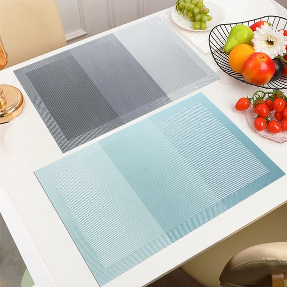 Placemat Table Protector - Pvc Woven, Gradient Color Design, Heat-resistant & Easy Clean, Rectangular Western Style Decor, Topliu