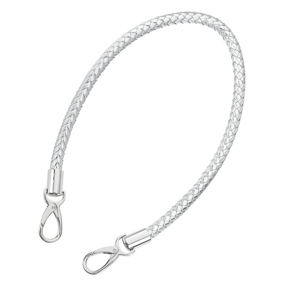 Leather Purse Strap, 1Pack 60cm Short Leather PU Braided Purse (Silver Strap   Silver Clasp)