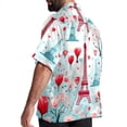 thumbnail image 3 of Eiffel Tower Valentine's Day Men's Short Sleeve Button Down Casual Beach Printed Shirts, 3 of 6