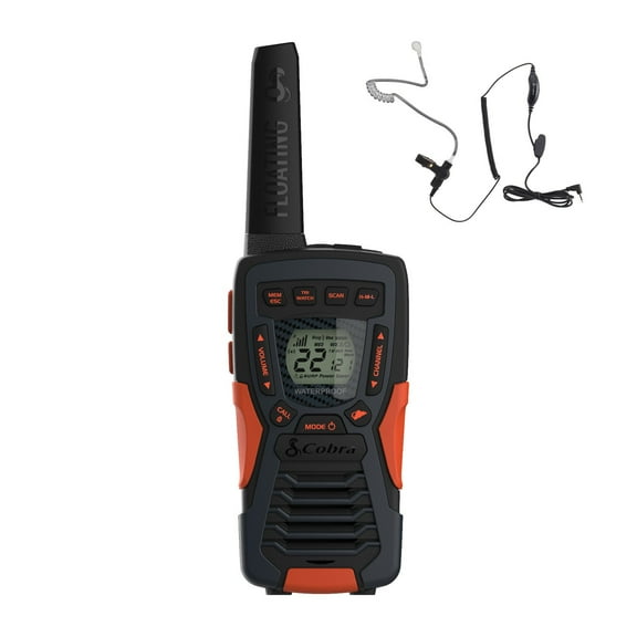 Cobra Electronics CXT1095 22-Channel Two Way Radio with Surveillance Headset, Black & Red