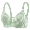 thumbnail image 2 of Byworldtasic Ladies Everyday Plaid Wireless Bra Ribbed V‑Neck Lightweight Bralette Adjustable Shoulder Straps Casual Bra, 2 of 9
