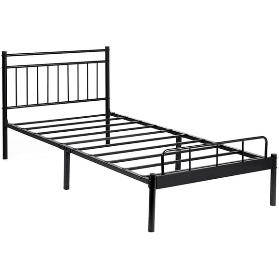 Garden Elements Luna Modern Steel Bed Frame with Underneath Storage Space for Queen Sized Mattresses, Black - Minimalist Design to Fit All Bedroom Decor