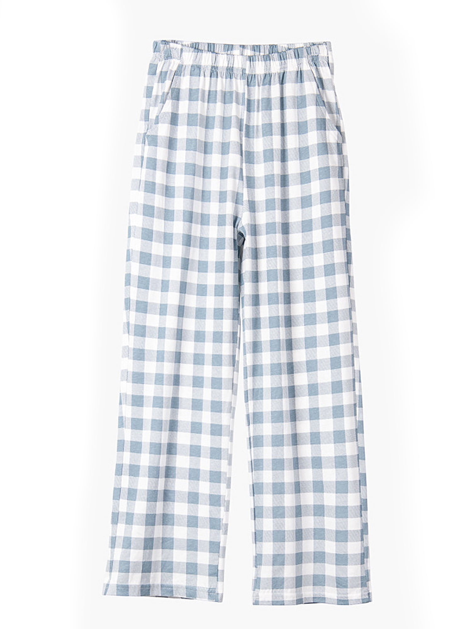 Lumento Women Buffalo Plaid Nightwear Bottom Trousers Elastic Waist Pajama Pants Light Blue(Men) 3XL, Men's