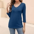 thumbnail image 7 of FCLoft 2025 Women's Summer Casual Tops - 3/4 Sleeve V-Neck Tunic Shirts, 7 of 7