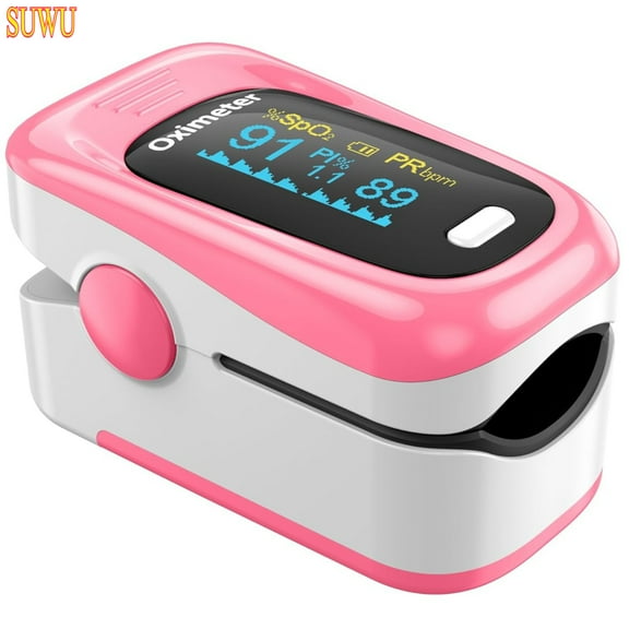 SUWU Pulse Oximeter with Fast & High-precision SpO2 Measurement, Blood Oxygen Saturation & Pulse Rate Monitoring, Rotatable OLED Screen with Large Fonts (Pink)