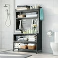 thumbnail image 6 of 64" Kitchen Pantry Storage Cabinet, 5 Tier Metal Storage Cabinet with Wheels, Transparent Flap Door & DIY Hole Board , Kitchen Storage Bakers Rack, for Kitchen, Living Room and Dining Room, Gray, 6 of 8