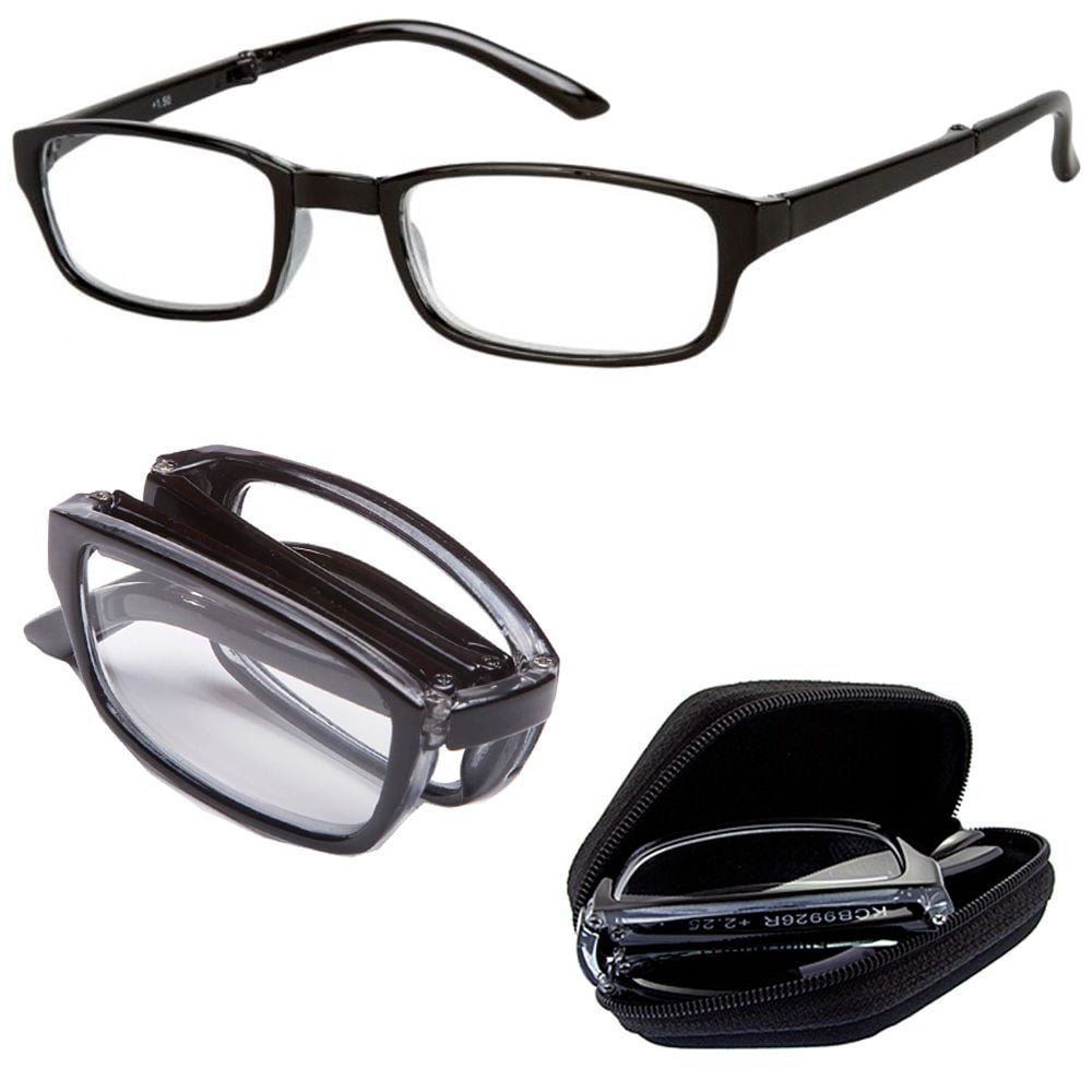 Grinderpunch Folding With Carry Case Clear Lens Foldable Eyeglasses