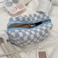 thumbnail image 3 of CNKOO Cosmetic Bag Plaid Knitting Contrasting Colors Square Large Capacity Zipper Toiletry Bag for Travel, 3 of 11