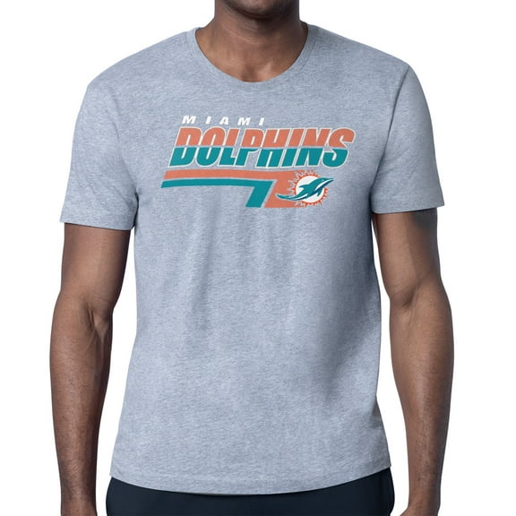 Men's Starter Heather Gray Miami Dolphins Logo Push Graphic T-Shirt