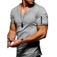 thumbnail image 1 of UKAP Men Blouse Short Sleeve Summer Tops Solid Color T Shirts Fashion Work Basic Tee Light Gray 5XL, 1 of 2