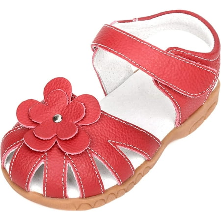 

Girls Genuine Leather Soft Closed Toe Princess Flat Shoes Summer Sandals(Toddler/Little Kid)