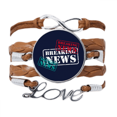 thumbnail image 1 of Noticia de última hora Pulsera de cuero Negro trenzado pulsera de cuerda de amor Unbranded M, 1 of 3