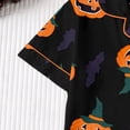 thumbnail image 5 of Elegyee Toddler Girl's Halloween Pajamas Pumpkin Short Sleeve Button Down Shirt Shorts Sleepwear, Black, Size 3-4, 5 of 8