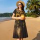 thumbnail image 4 of Easygdp Rustic Sunflower Bouquet para Vestido Transpirable de Mujer, Vestido Suelto de Manga Corta con Pliegues y Bolsillos para el Verano, 4 of 6